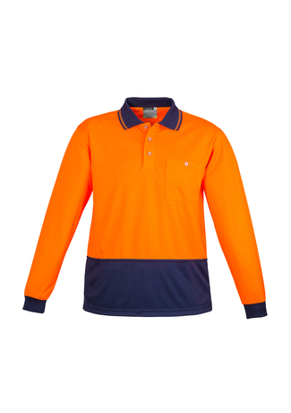 BASIC SPLICED Long Sleeve HI-VIS POLO SHIRT