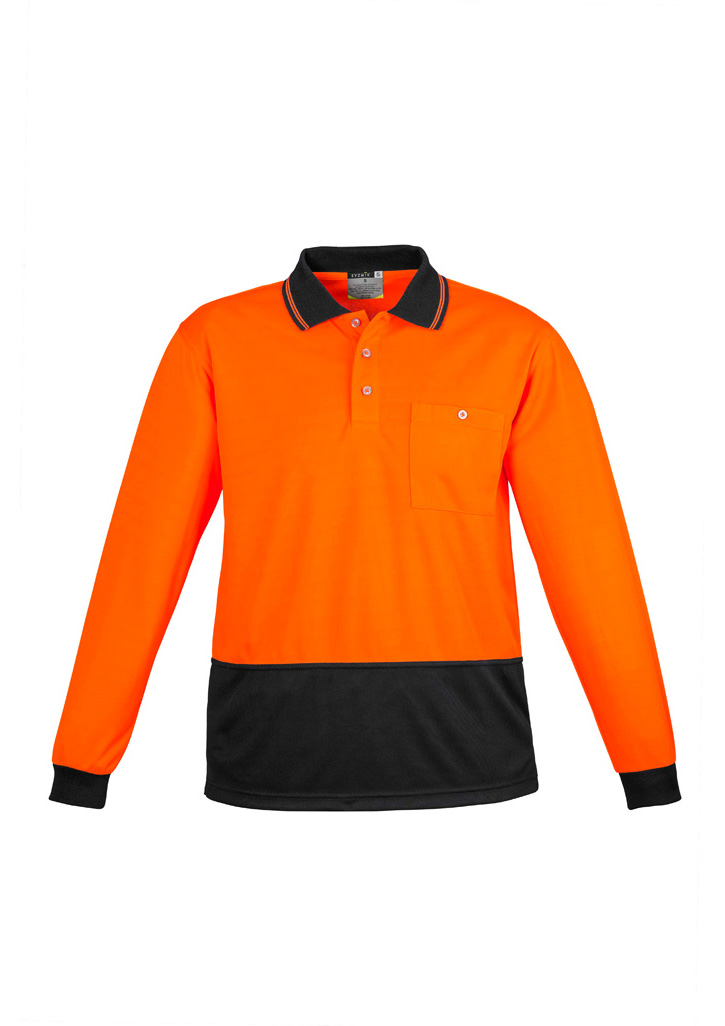 BASIC SPLICED Long Sleeve HI-VIS POLO SHIRT