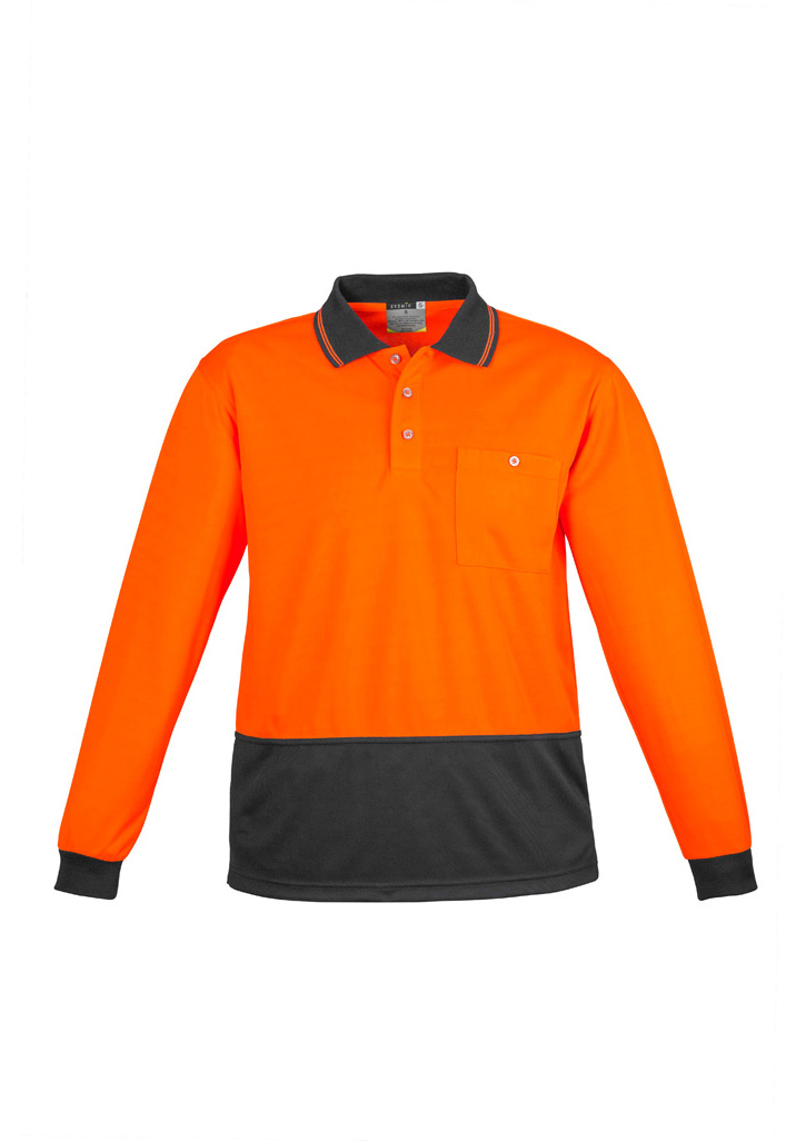 BASIC SPLICED Long Sleeve HI-VIS POLO SHIRT