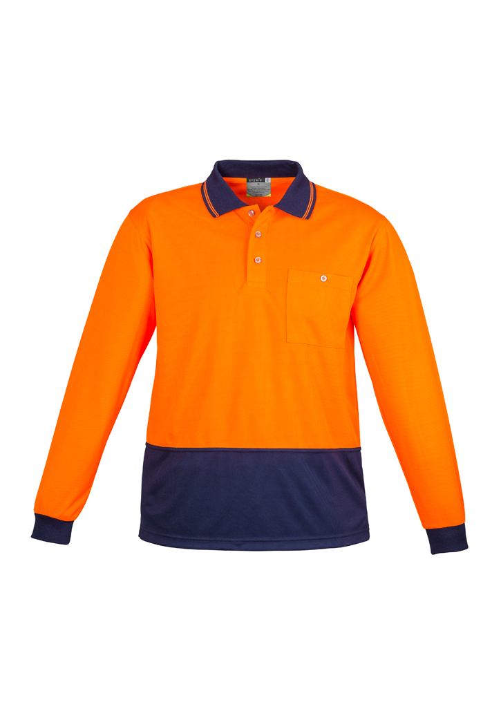 BASIC SPLICED Long Sleeve HI-VIS POLO SHIRT