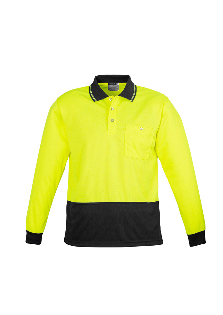 BASIC SPLICED Long Sleeve HI-VIS POLO SHIRT