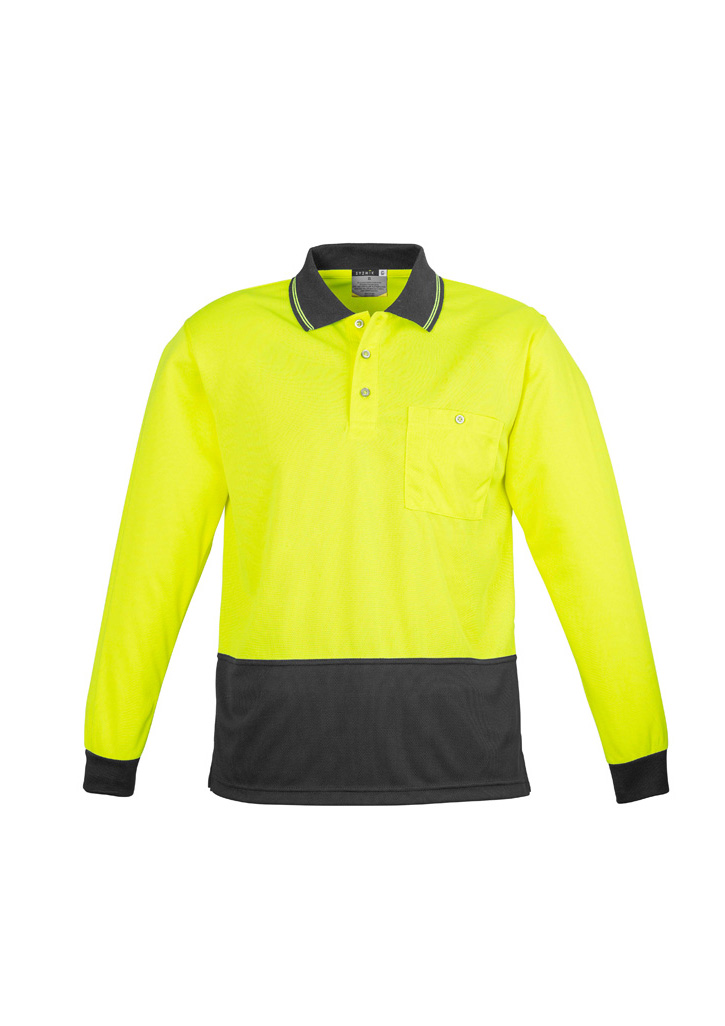 BASIC SPLICED Long Sleeve HI-VIS POLO SHIRT