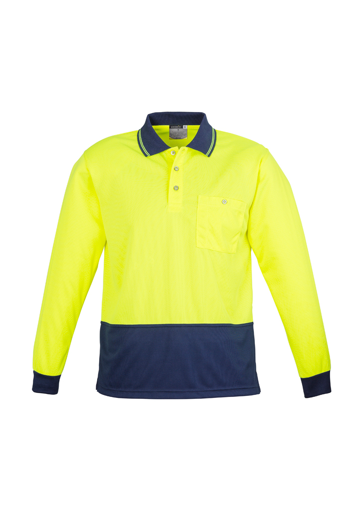 BASIC SPLICED Long Sleeve HI-VIS POLO SHIRT