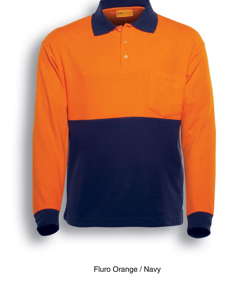 Adults Hi-Vis Poly/Cotton Polo - Longsleeve