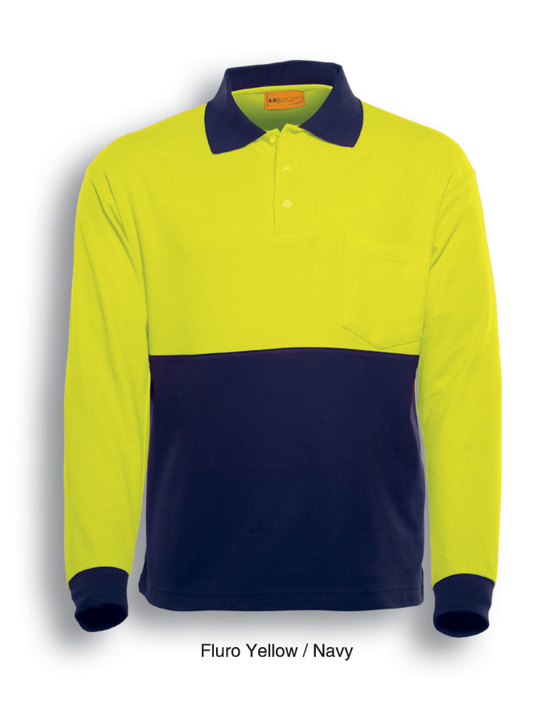 Adults Hi-Vis Poly/Cotton Polo - Longsleeve