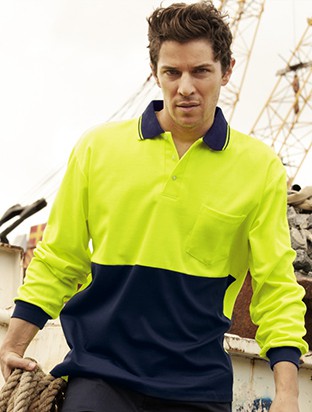 Adults Hi-Vis Polyface / Cotton Back Polo - Longsleeve