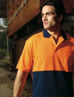 Adults Hi-Vis Polyface / Cotton Back Polo - ShortSleeve