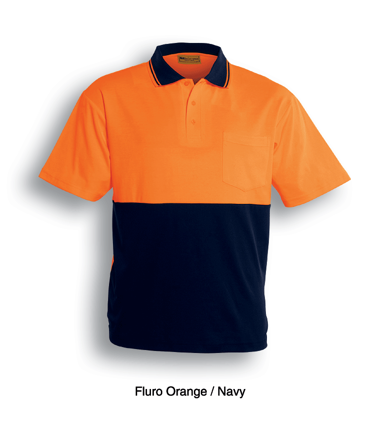 Adults Hi-Vis Polyface / Cotton Back Polo - ShortSleeve