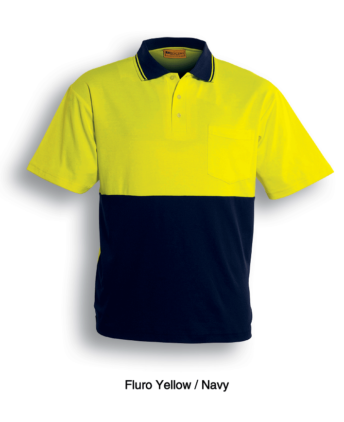 Adults Hi-Vis Polyface / Cotton Back Polo - ShortSleeve