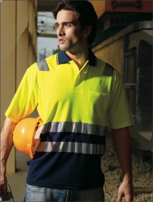 Adults Hi-Vis Polyface / Cotton Backed Polo With Reflective Tape