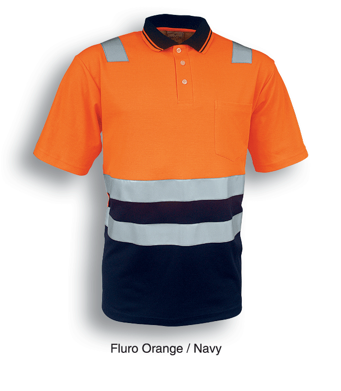 Adults Hi-Vis Polyface / Cotton Backed Polo With Reflective Tape