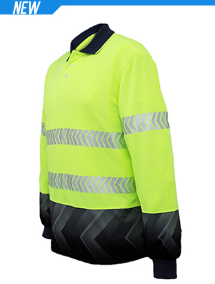 Adults Hi-Vis Sublimated Reflective Polo - LongSleeve - Click Image to Close