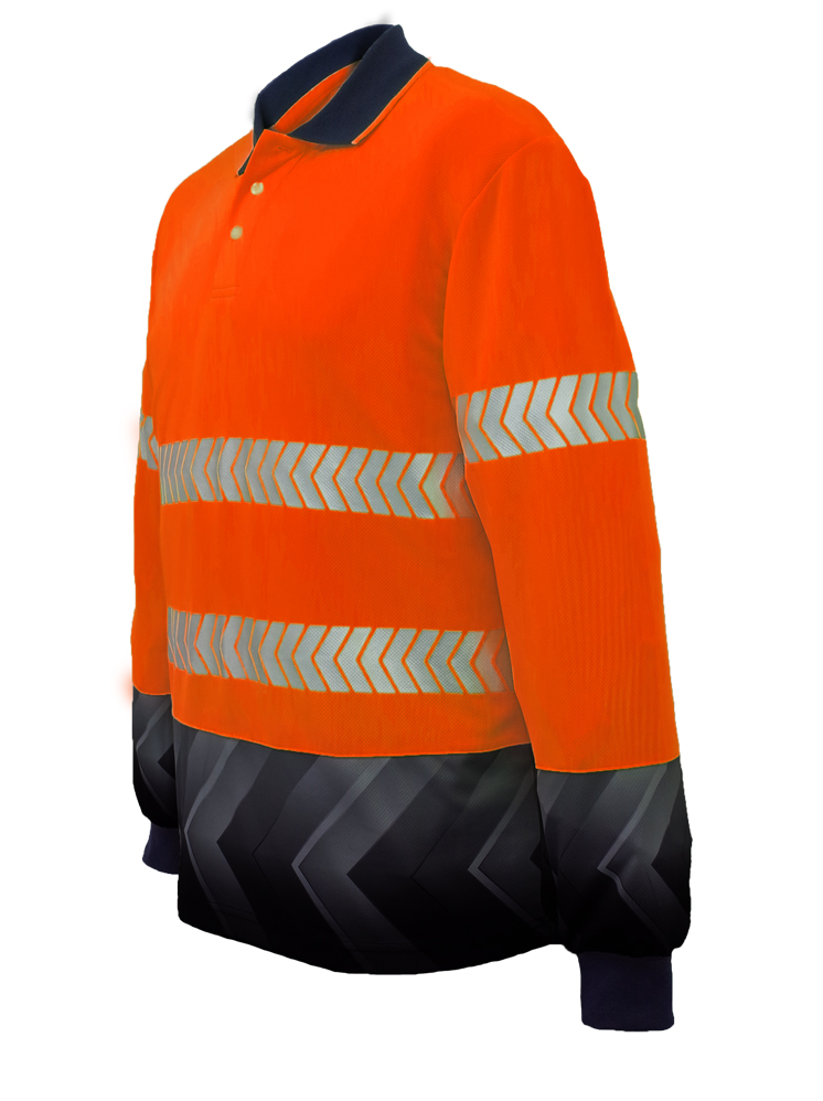 Adults Hi-Vis Sublimated Reflective Polo - LongSleeve