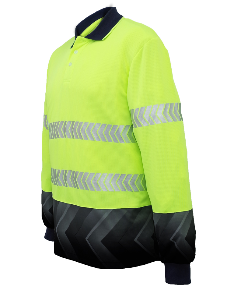 Adults Hi-Vis Sublimated Reflective Polo - LongSleeve