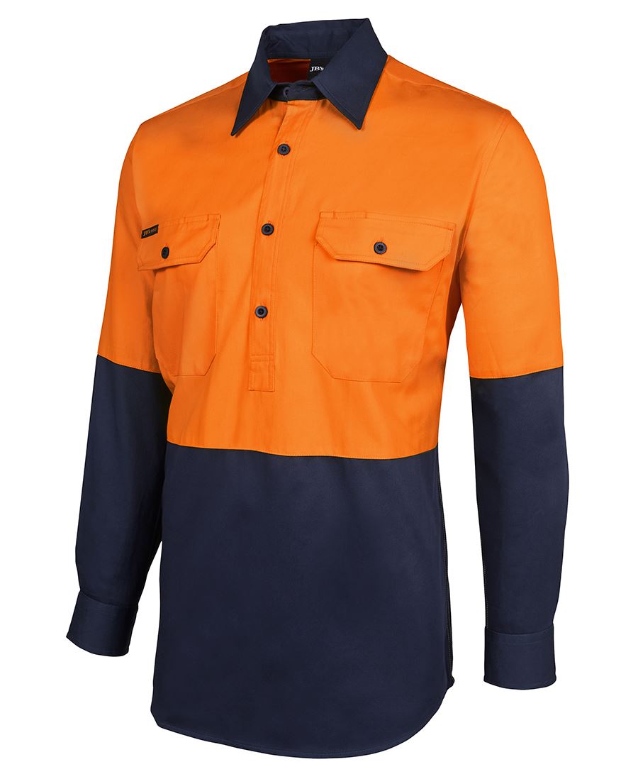 HI VIS Long Sleeve 190G CLOSE FRONT SHIRT