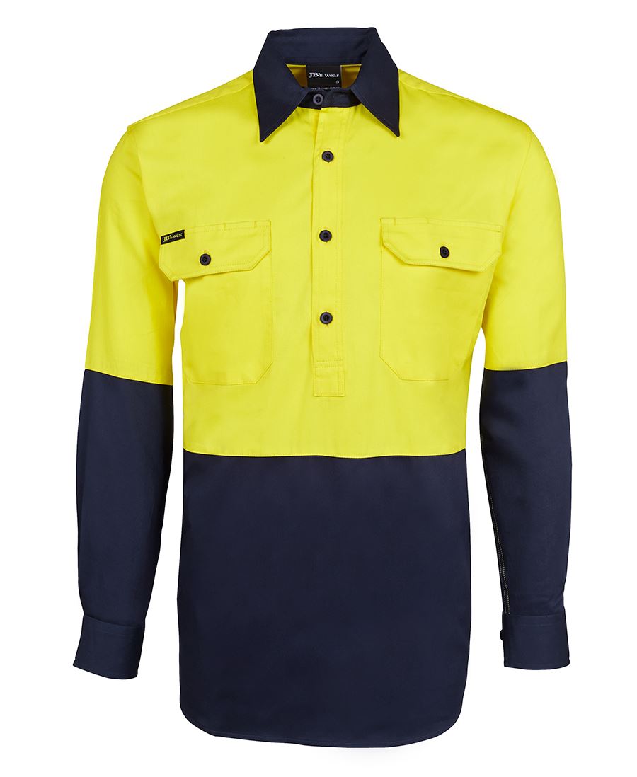 HI VIS Long Sleeve 190G CLOSE FRONT SHIRT