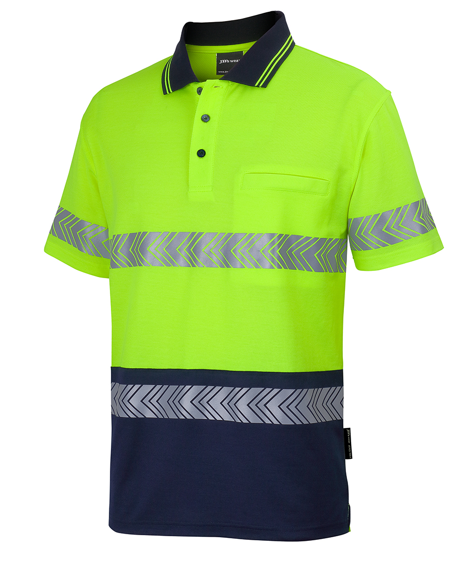 HI VIS (D+N) COTTON BACK S/S SEGMENTED TAPE POLO